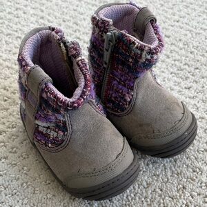 Stride Rite Purple and Gray baby Boots size 3 zipper